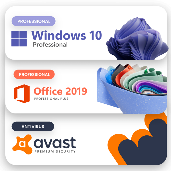 Licente Digitale Windows 10 PRO + Office 2019 PRO PLUS + Antivirus Avast Premium Security