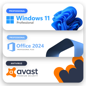 licenta windows 11 pro, office 2024 si avast antivirus