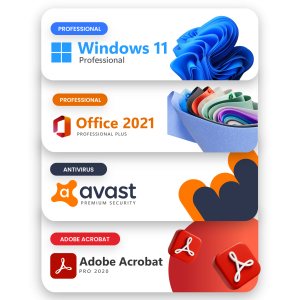 Pachet licente digitale windows 11 pro, office 2021 pro plus, avast premium security, adobe acrobat pro 2020